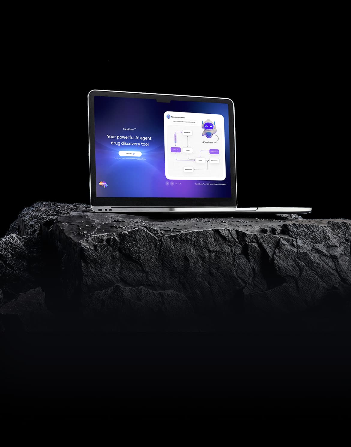 Laptop displaying AI drug discovery interface